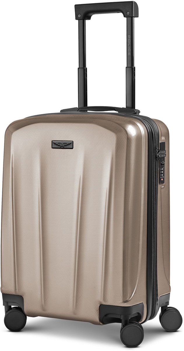 Police New York 4 wielen Cabinewagen S 54 cm met uitbreidingsplooi - Harde bagage - TSA slot - champagner