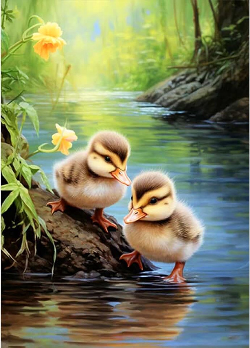 Diamond Painting Kit voor volwassenen, dieren, diamond painting eenden, 30 x 40 cm, diamond paintings kit, 5D DIY Diamond Painting fotoset, bloemen, e