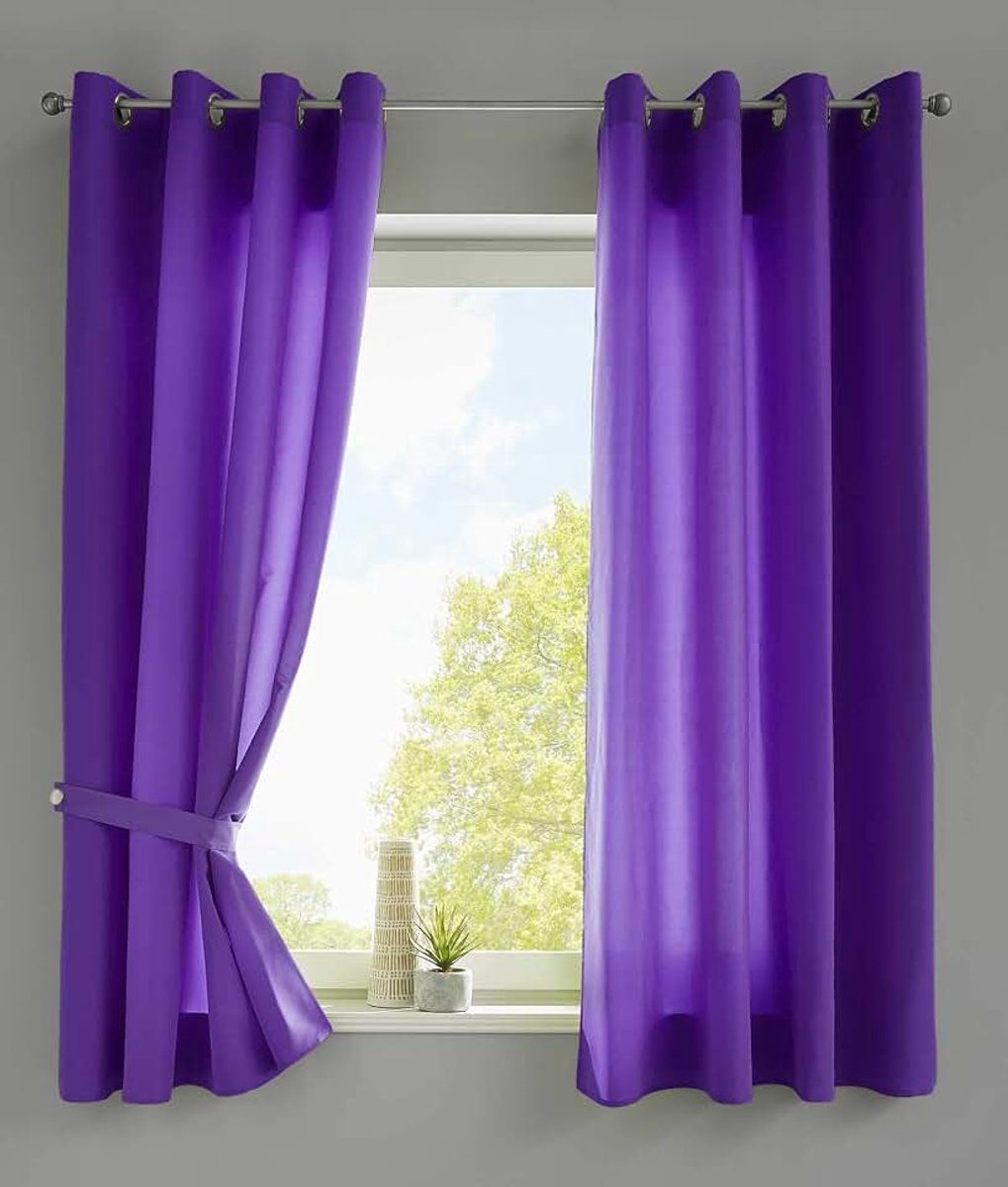 2-delige set gordijnen gordijn ogen »Berlin« HxB 175x140 cm lila ondoorzichtig microsatijn lichtdoorlatend Uni mat, 20405N2