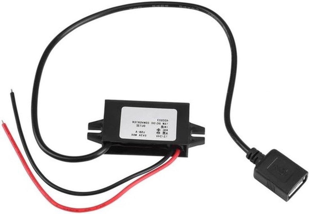 Voedingsadapter 12V/24V naar USB 5V 3A - DC-DC Spanningsreductor - Voedingsomzetter Met Conversieadapter