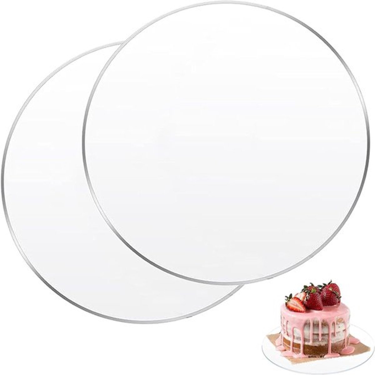 Transparante Taartdienbladen 30 cm - Set van 2 - Voor Serveren van Taarten - Acryl - Dikte 2 mm - Beschermfolie
