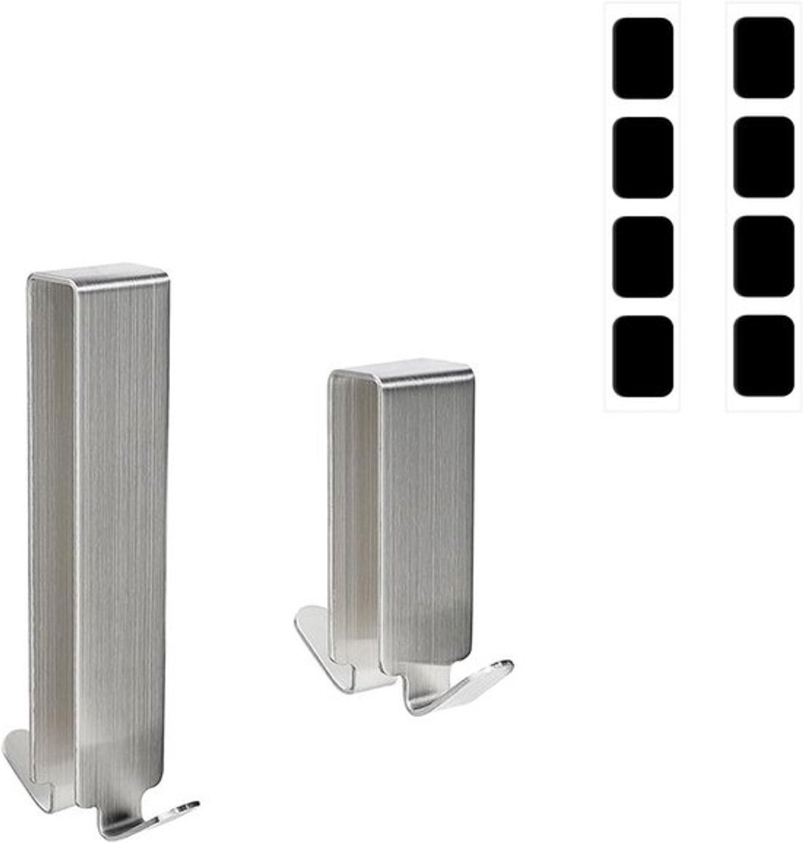 Douchewand haakjes, set van 2, geen boren nodig, roestvrij staal, dubbele haak, frameloos glas, 6-12 mm dik.