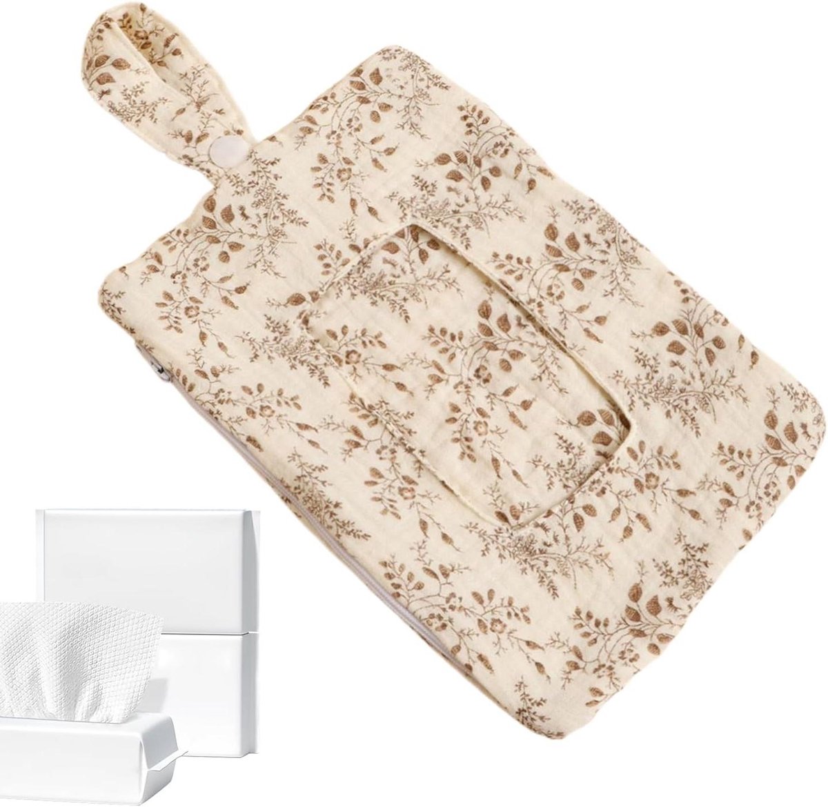 Dispenser Vochtige Doekjes - Babydoekjes Houder - Babyverzorging Onderweg - Ophangbaar en Waterdicht - 22 x 14 cm - Bladeren