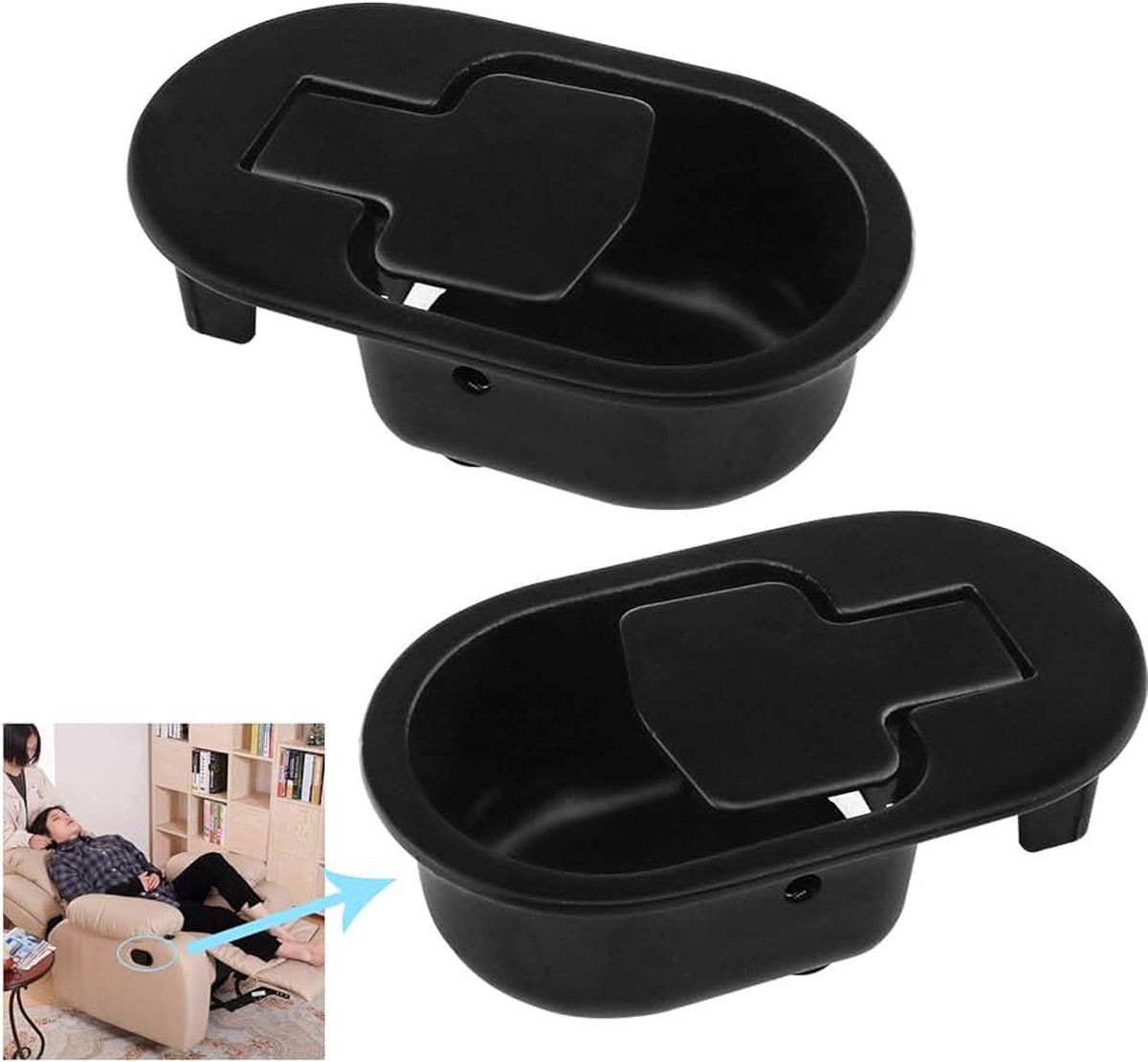 2X Zwarte Stoel Sofa Sofa Release Hendel Vervanging Handvat Duurzaam Fauteuil Ovaal