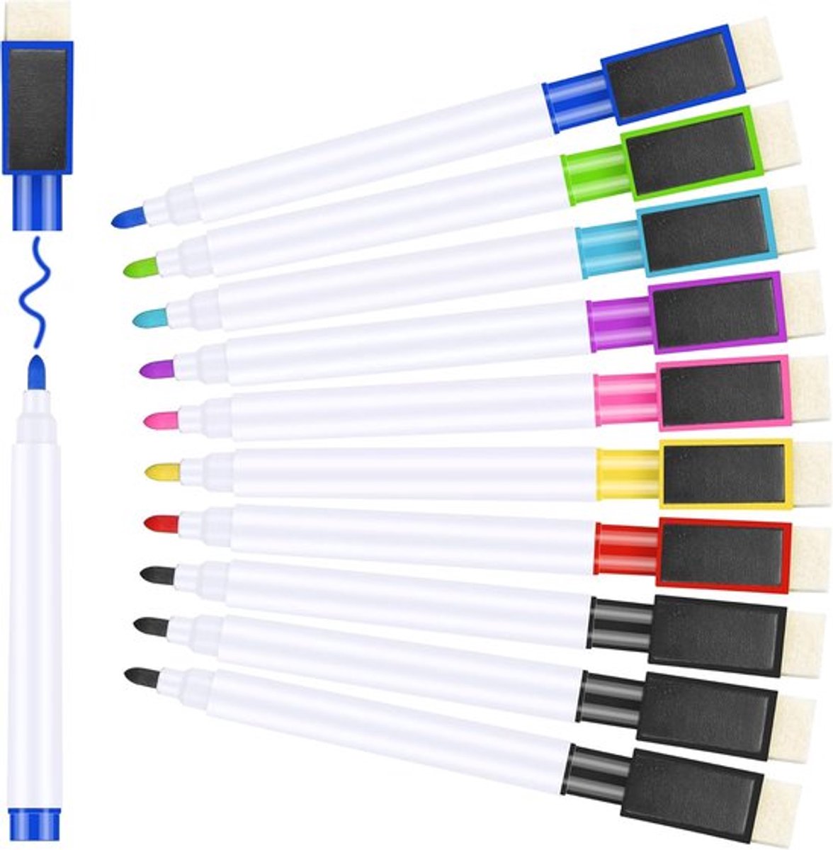 Magnetische Foliestift - Afwasbaar en Droog Afwasbaar - 1 stuk - Zwart - 11,3 x 1 cm