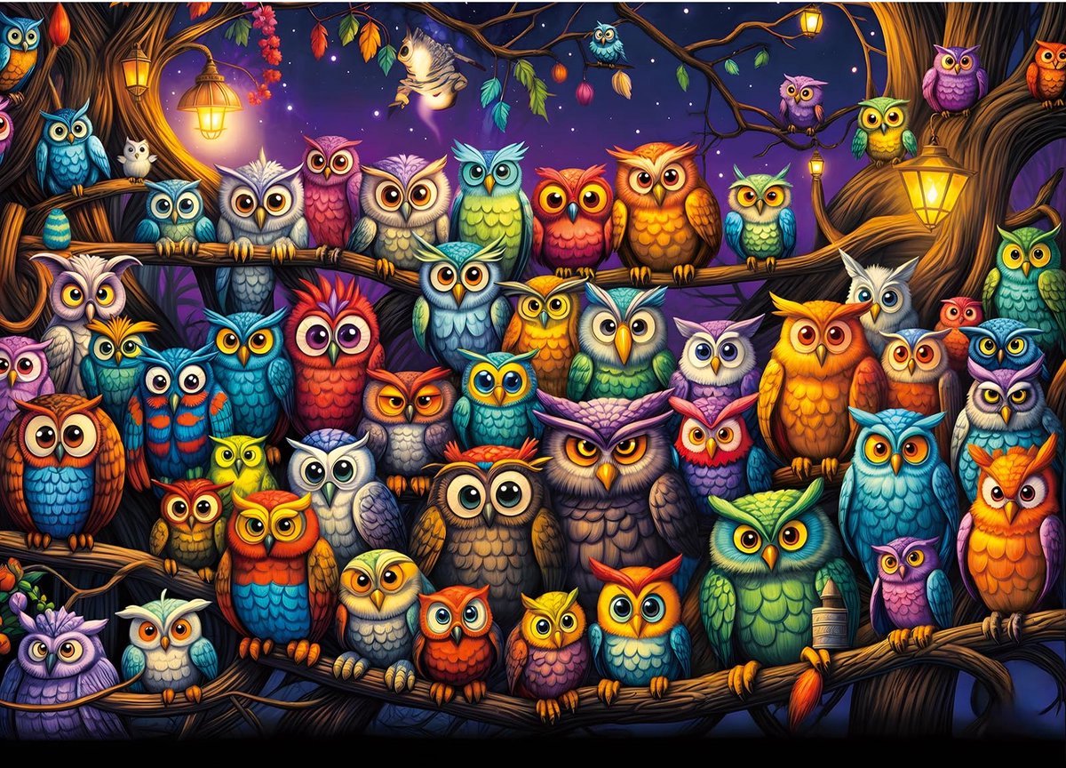 Casalora Puzzel 1000 Stukjes Volwassenen - Legpuzzel Uilenfamilie - Moeilijke Legpuzzel voor Volwassenen