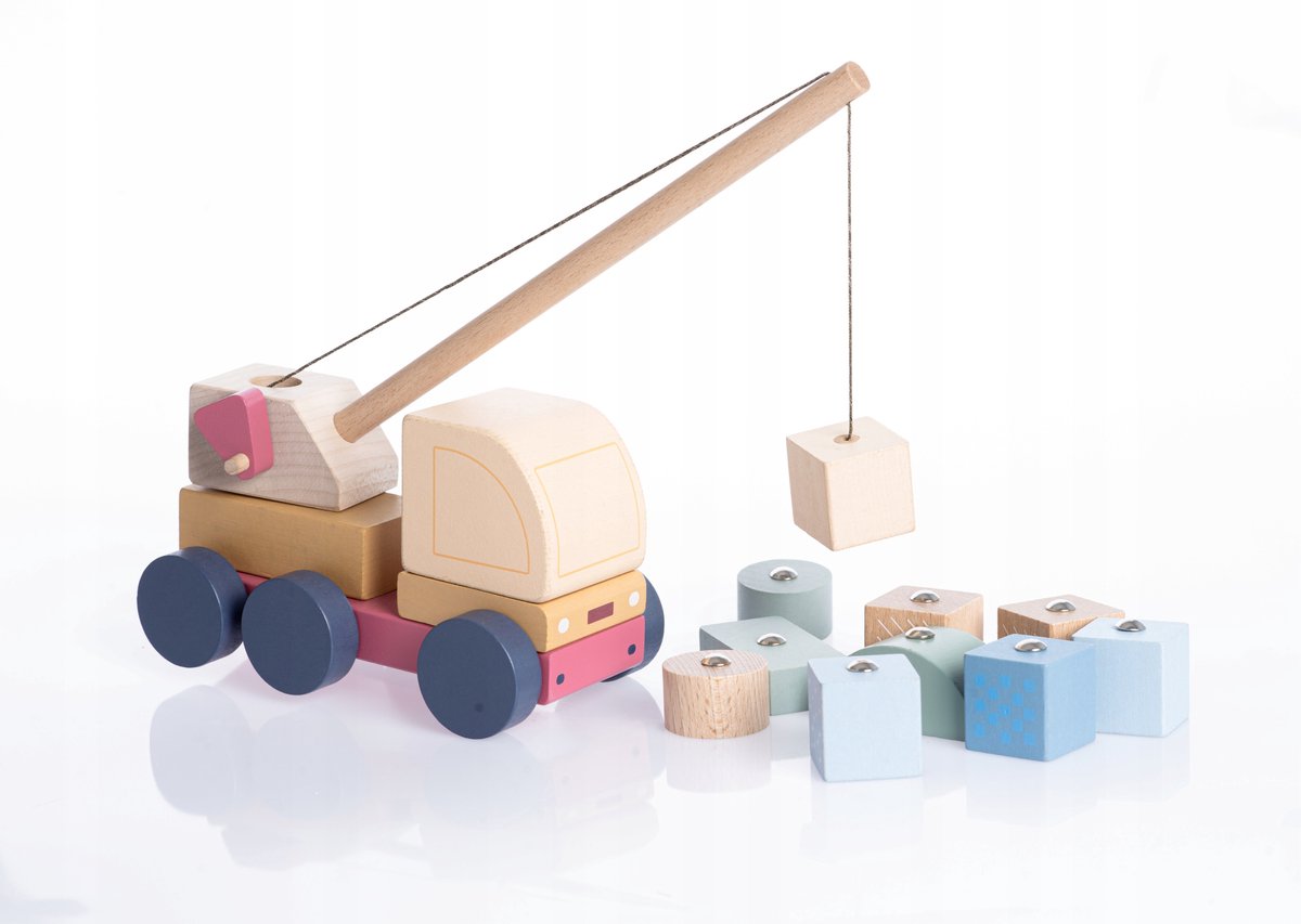 Cubika Houten Magneetkraan met Kleurrijke Blokken