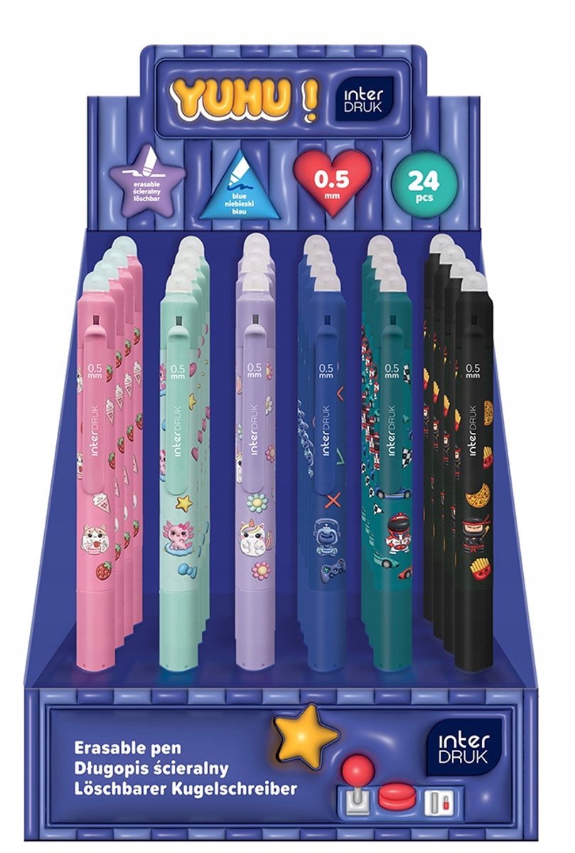 Interdruk Yuhu Uitwisbare Pen Blauw - 0.5mm - Assorti