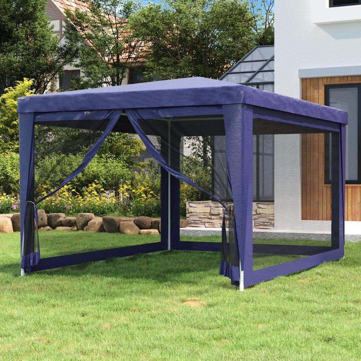 Partytent met zijwanden - Feestpaviljoen Tuinpaviljoen - Feestelijke Bijeenkomst - Waterdicht UV-bestendig - 3 x 4 meter - Blauw