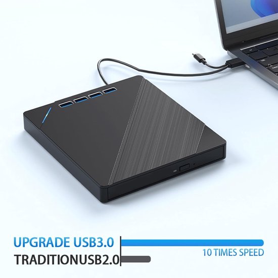 Externe Disc Recorder - BluRay DVD Brander - Data Archiveren - Geruisloos Mechanisme - 16x14x2.3cm - Zwart — afbeelding 2