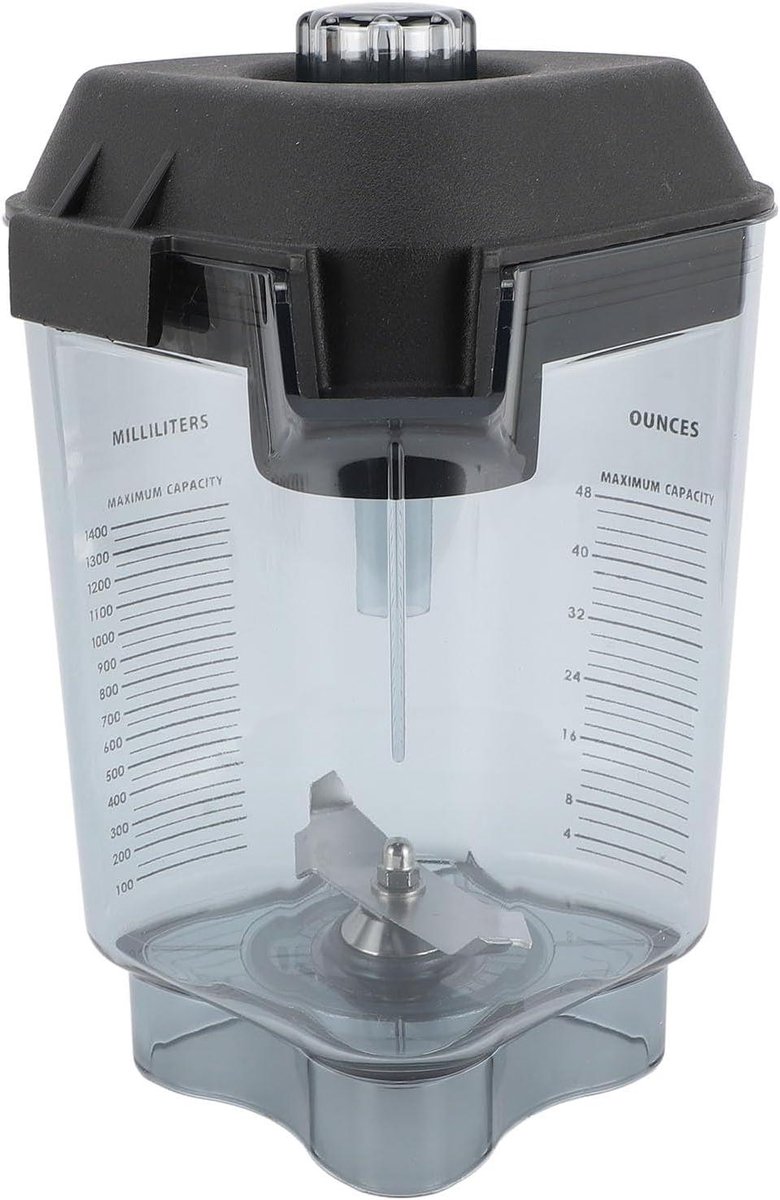 Blenderkan - Mixer container - Dagelijks koken - Gladde driehoekige zijkanten - 48 oz capaciteit - Transparant