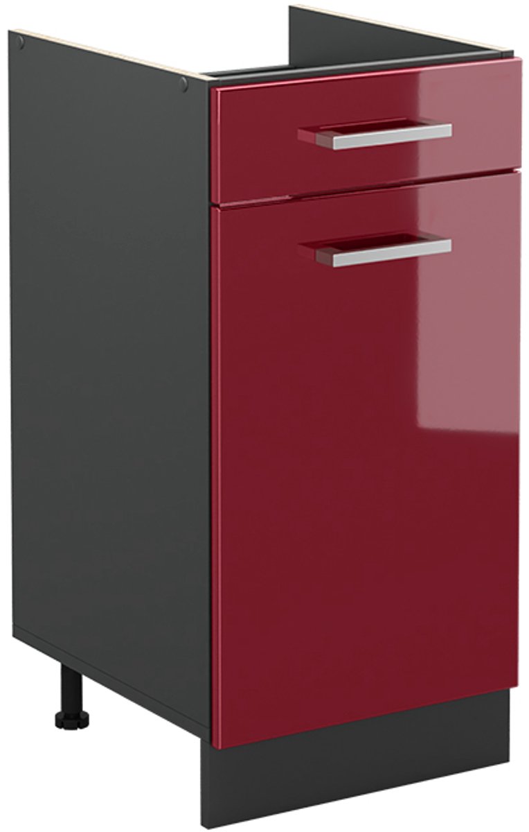 Vicco Keukenonderkast R-Line, Rode hoogglans/Antraciet, 40 cm zonder werkblad