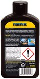 Achterkant fles Rain-X Anti-Fog met gebruiksaanwijzing, ingrediënten, veiligheidsinformatie en barcode.