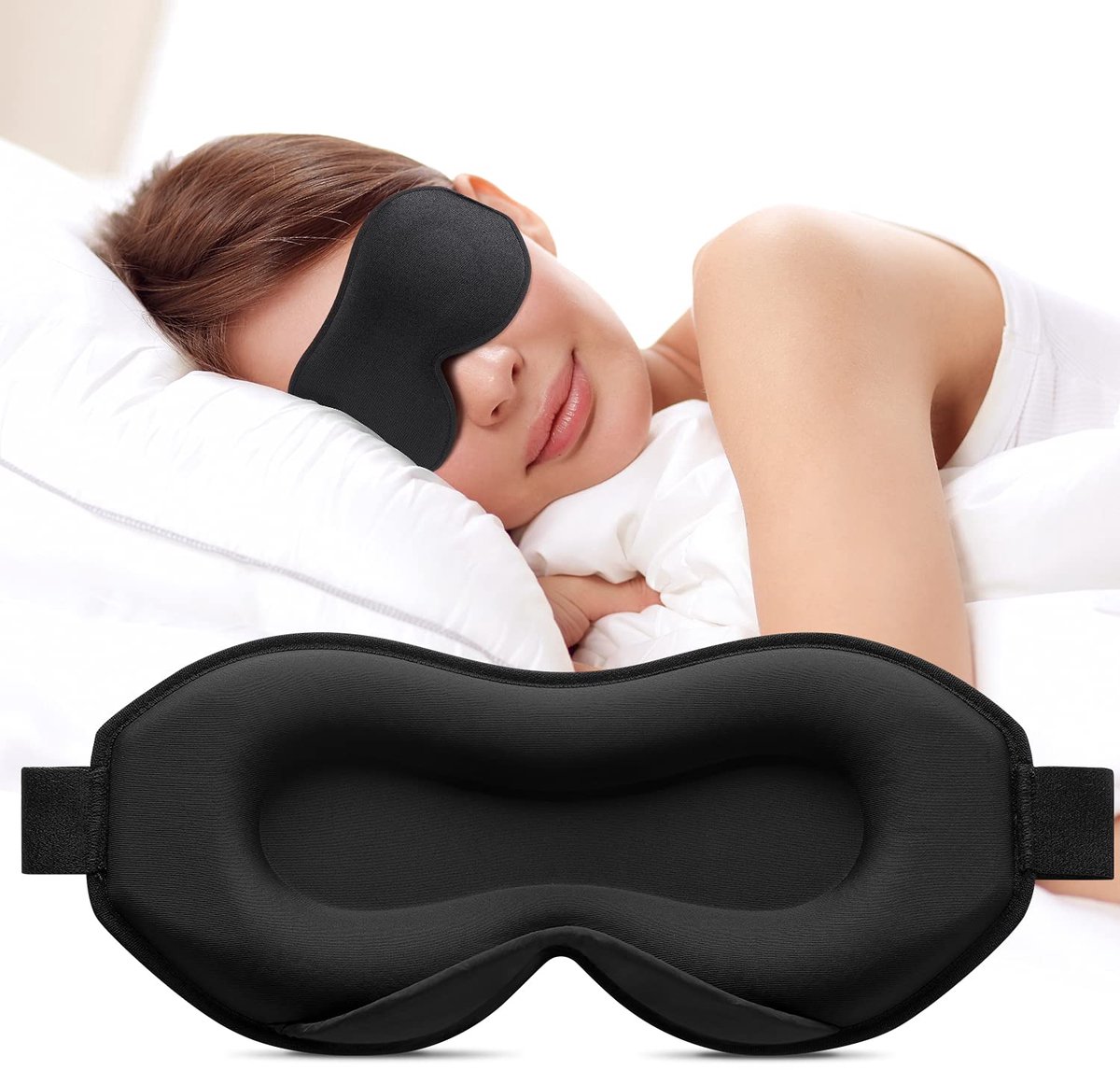 Namajunas - verduisterend slaapmasker - 3D slaapmasker - oogmasker - slaap - mannen vrouwen - zacht comfort - verstelbaar - neusuitsparing - drukvrij - ergonomisch - lichtgewicht - reizen reis - meditatie yoga - thuis - ontspanning - zwart