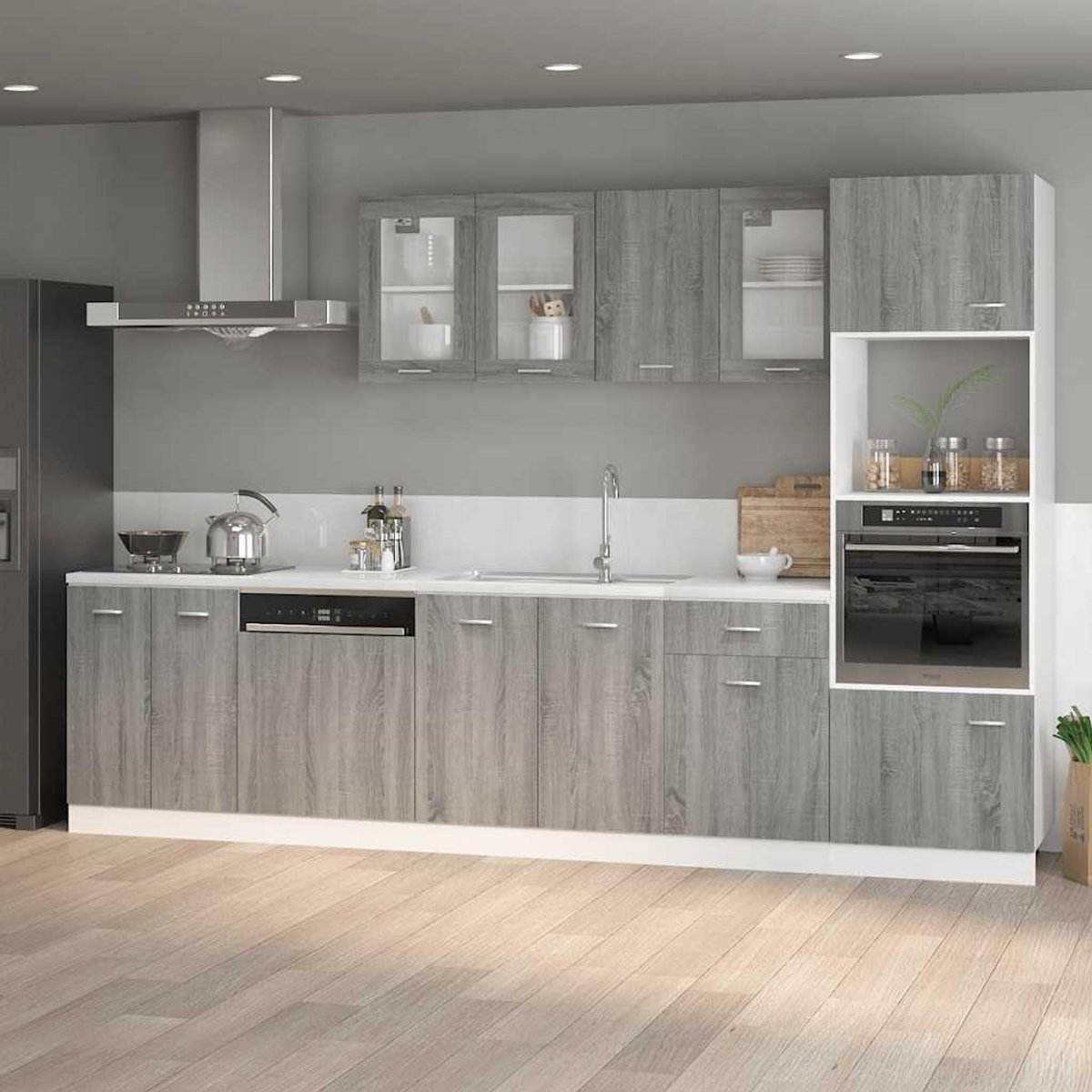 Keukenkast - Onderkast - Keuken Opbergen - Robuuste constructie - 60 x 46 x 815 cm - Grijs