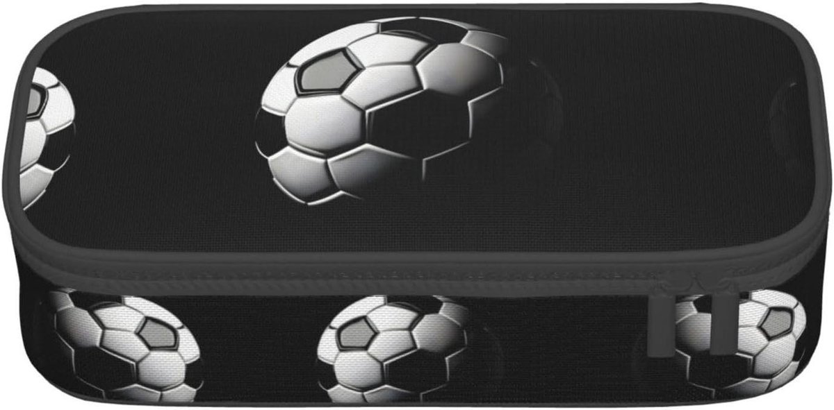 Voetbal Etui - Potlood Pouch Pennenbakje - Briefpapier Opbergen - Waterdichte Oxford Stof - Grote Capaciteit - Zwart