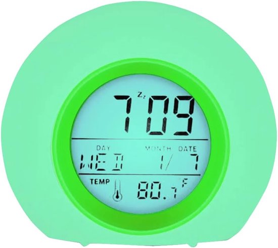 Digitale wekker - Kinderalarm - Ontwaken met licht - 7 Kleuren wisselend - 100x100x100 mm - Groen — afbeelding 4