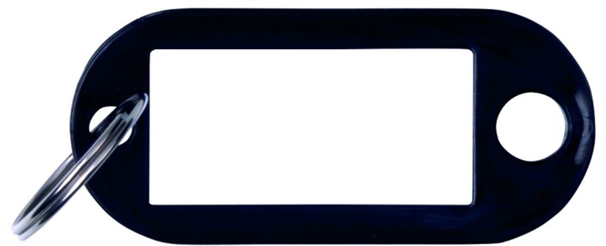 Sleutellabel, zwart, 50x20 mm, 10 stuks