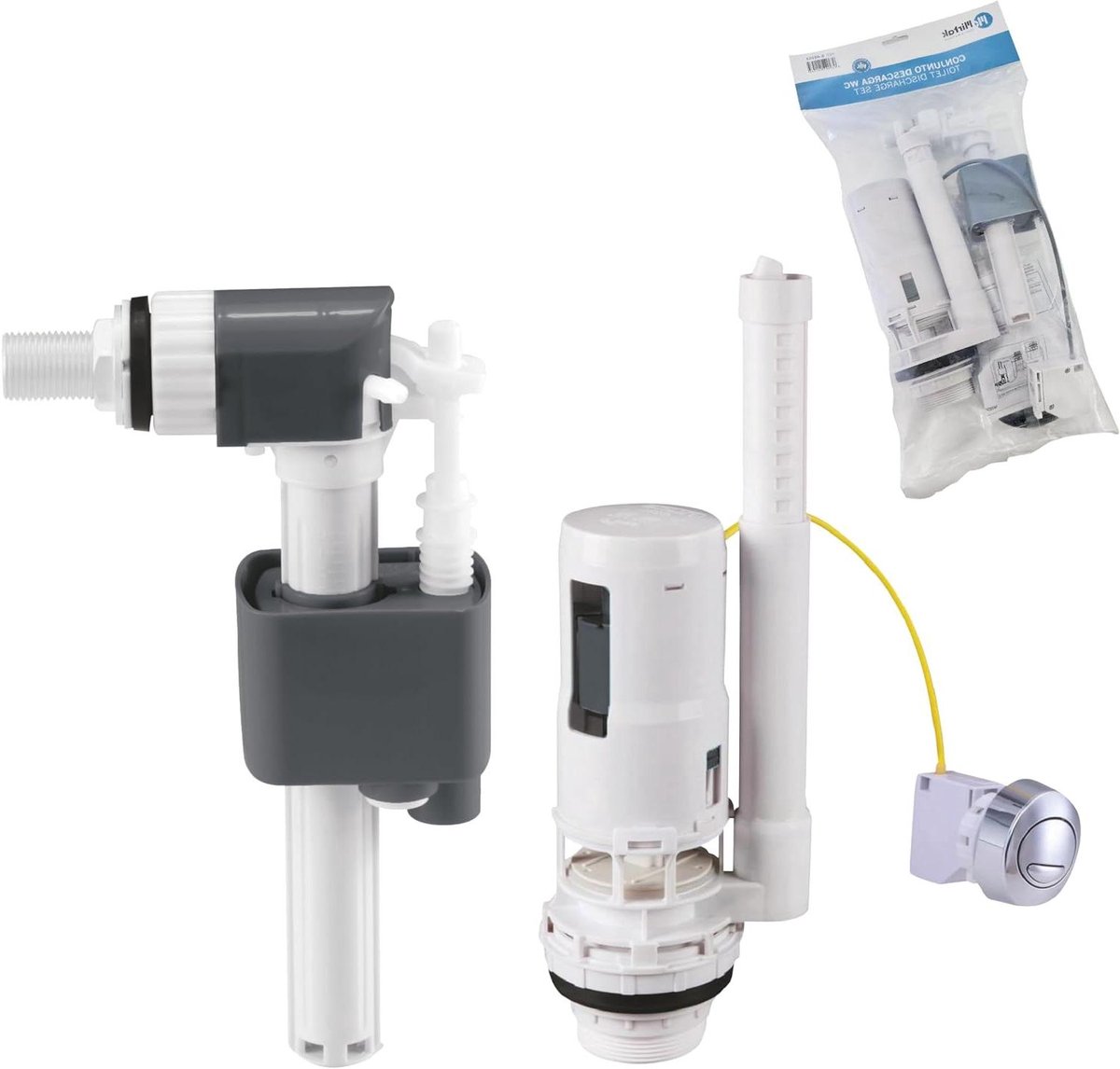 Toilet Spoelset - Reparatieset - Toilet Reparatie - Waterbesparend Dubbel Spoelen - 3/8 Inch - Universeel