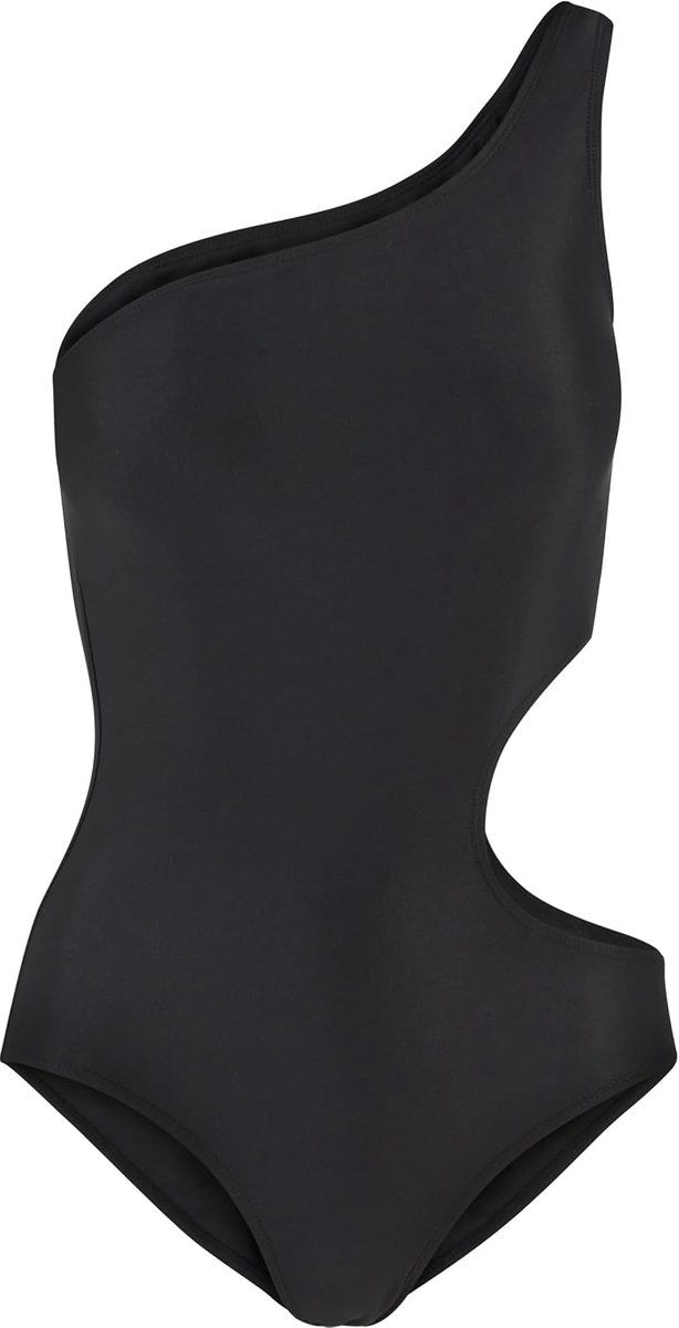 Classics Ladies Asymmetric Cut Out Swimmsuit Zwempak zwart Basics