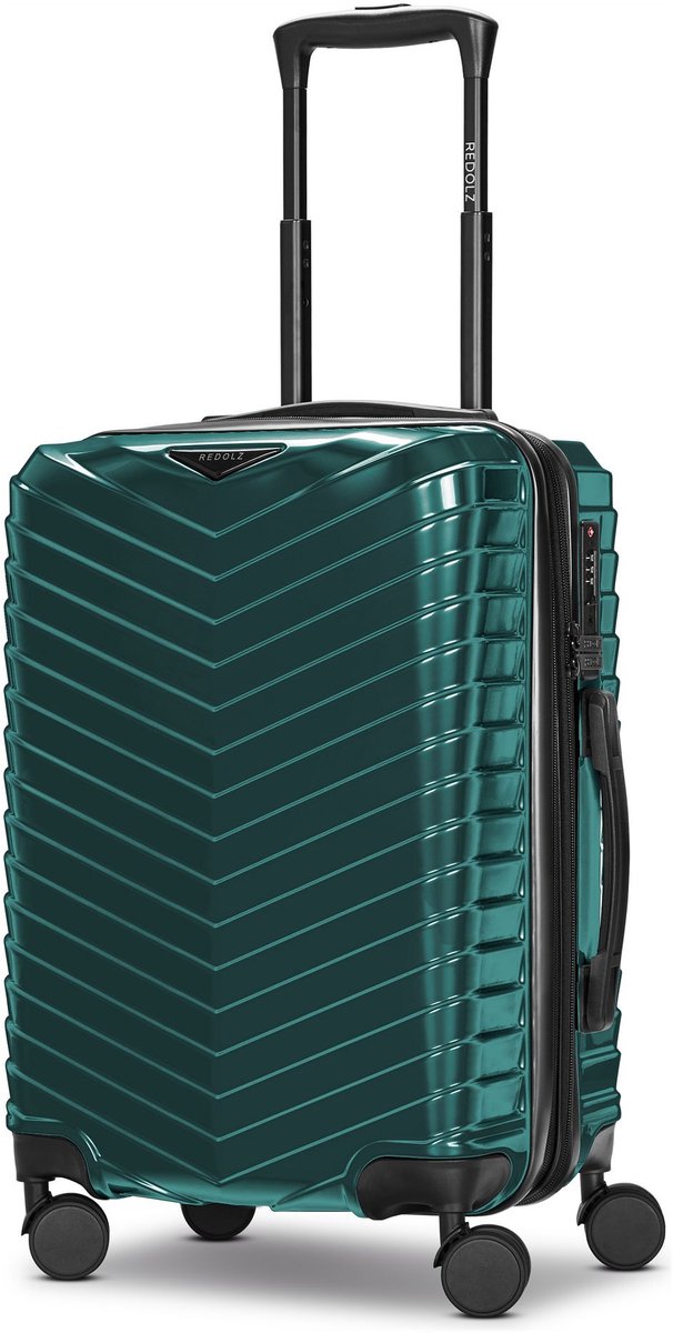Redolz Essentials 18 2.0 4 wielen Cabinewagen S 55 cm met uitbreidingsplooi - Harde bagage - TSA slot - metallic-green shiny