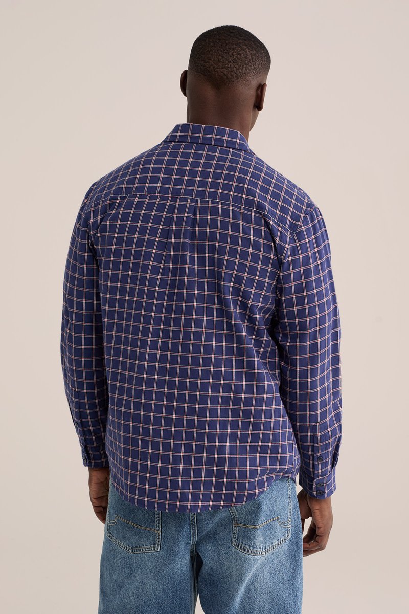 WE Fashion Heren relaxed fit flannelen overhemd met ruit