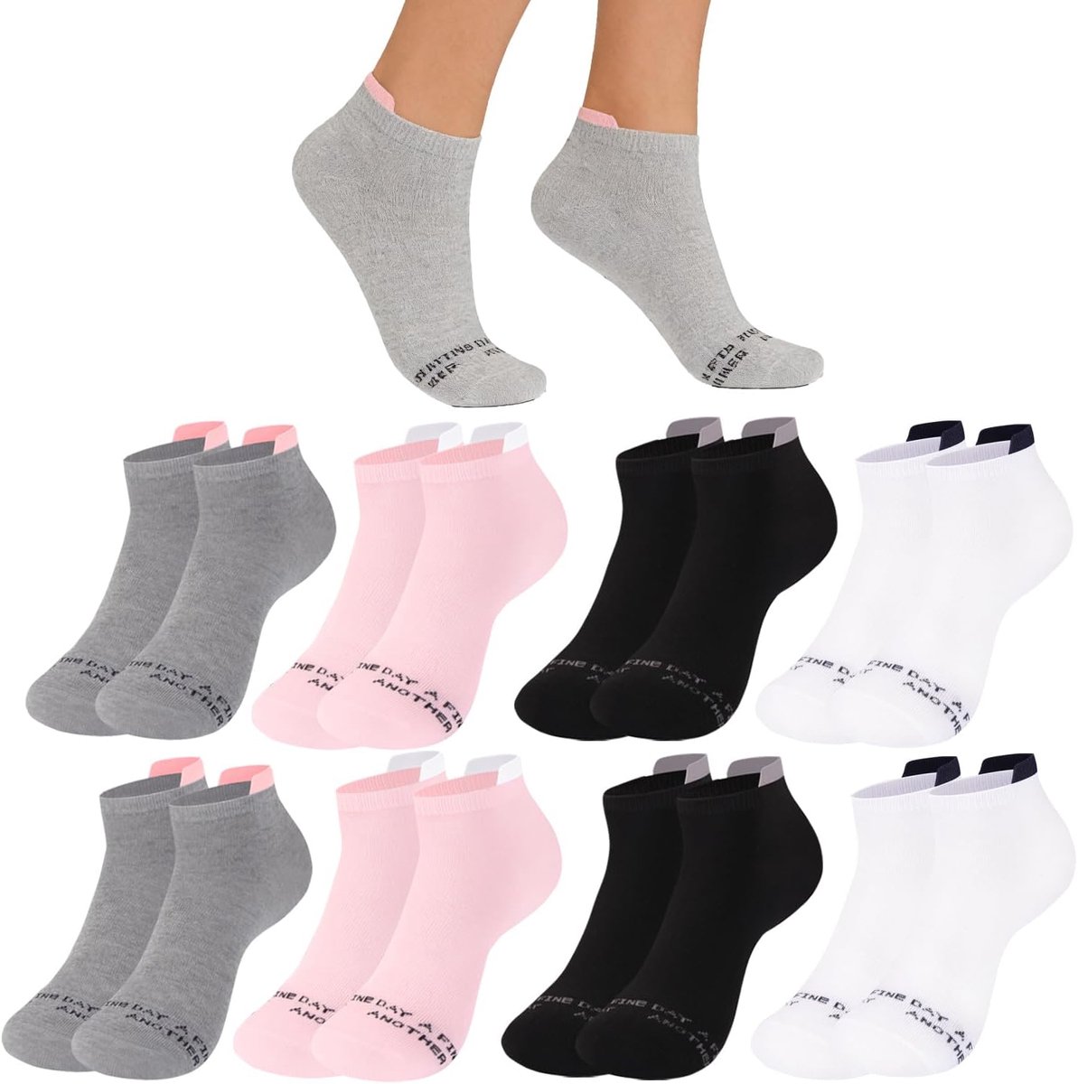 2160 Sneakersokken voor dames, set van 6, korte sportsokken, katoen, ademende loopsokken, vrijetijdssokken, zomer, antislip sokken voor dames