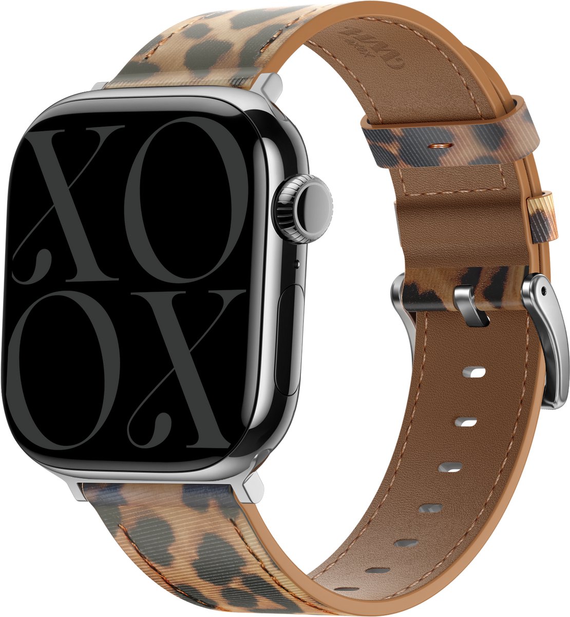 xoxo Wildhearts leren bandje 'Leopard' geschikt voor Apple Watch 1/2/3/4/5/6/7/8/9/10/11/SE/SE2/SE3 - Maat: 38/40/41/42mm - luipaardprint