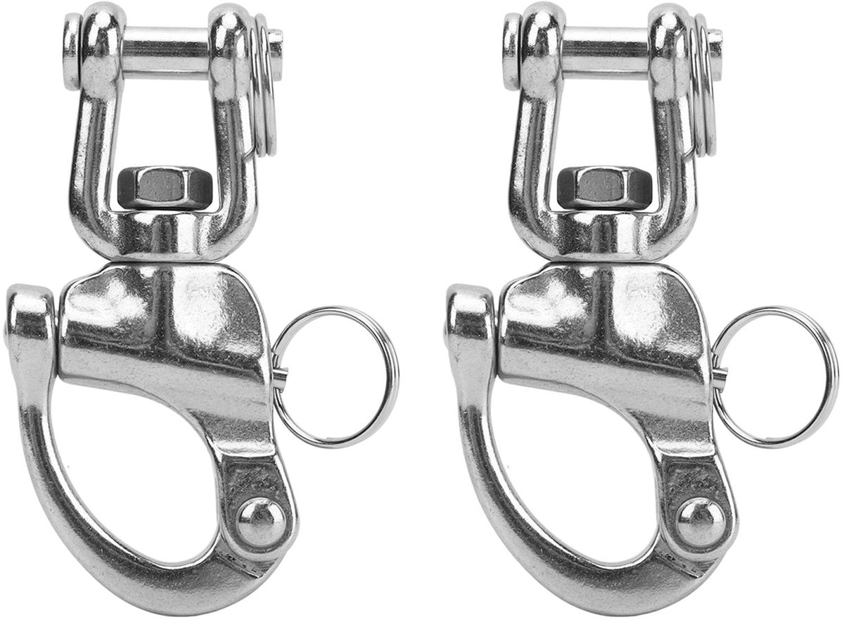 2 STKS Snap Shackle RVS Quick Release Hoge Sterkte Universele Zeilboot Tuigage (87 mm)