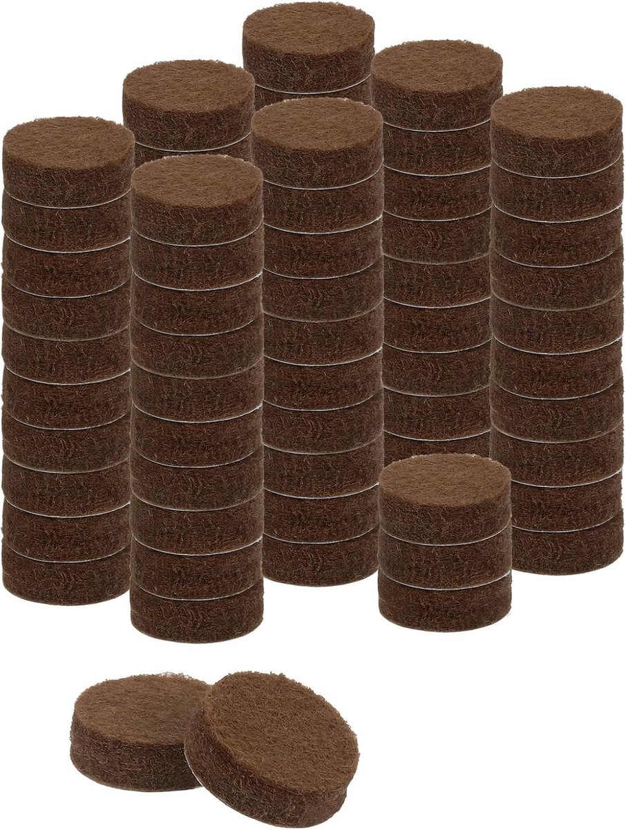 Ronde vilten onderleggers voor meubels, 75 stuks, diameter 1 cm x dikte 0,3 cm met antislip en krasbestendige lijm, bescherming voor stoelpoten voor houten vloeren, bruin