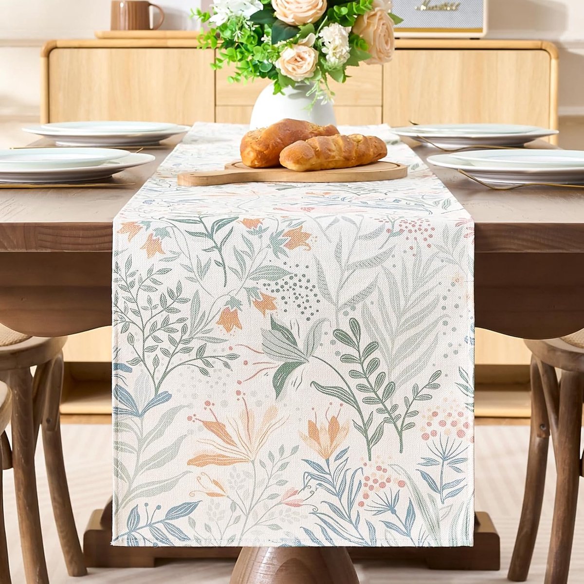 Tafelloper 40 x 100 cm, groene planten, lente, bladeren, tafelband, decoratie, modern, seizoensgebonden, zomer, keuken, eettafel, decoratie voor binnen, vakantie, feest, afwasbaar, 40 x 100 cm