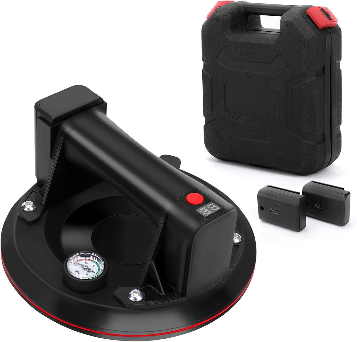 Zuignap Tilter - Glaslifter Vacuüm - Materiaal Verplaatsen - Met Drukmeter - 300 kg Draagkracht - Zwart