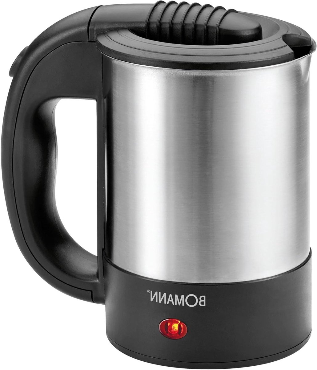 Reis waterkoker - Compacte koker - Warme dranken maken - Inclusief reistas - 0.5 liter - Zwart RVS