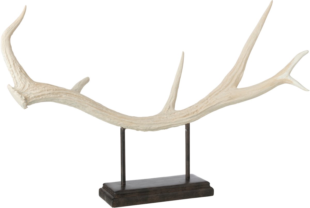 J-Line Gewei op voet - polyresin - beige