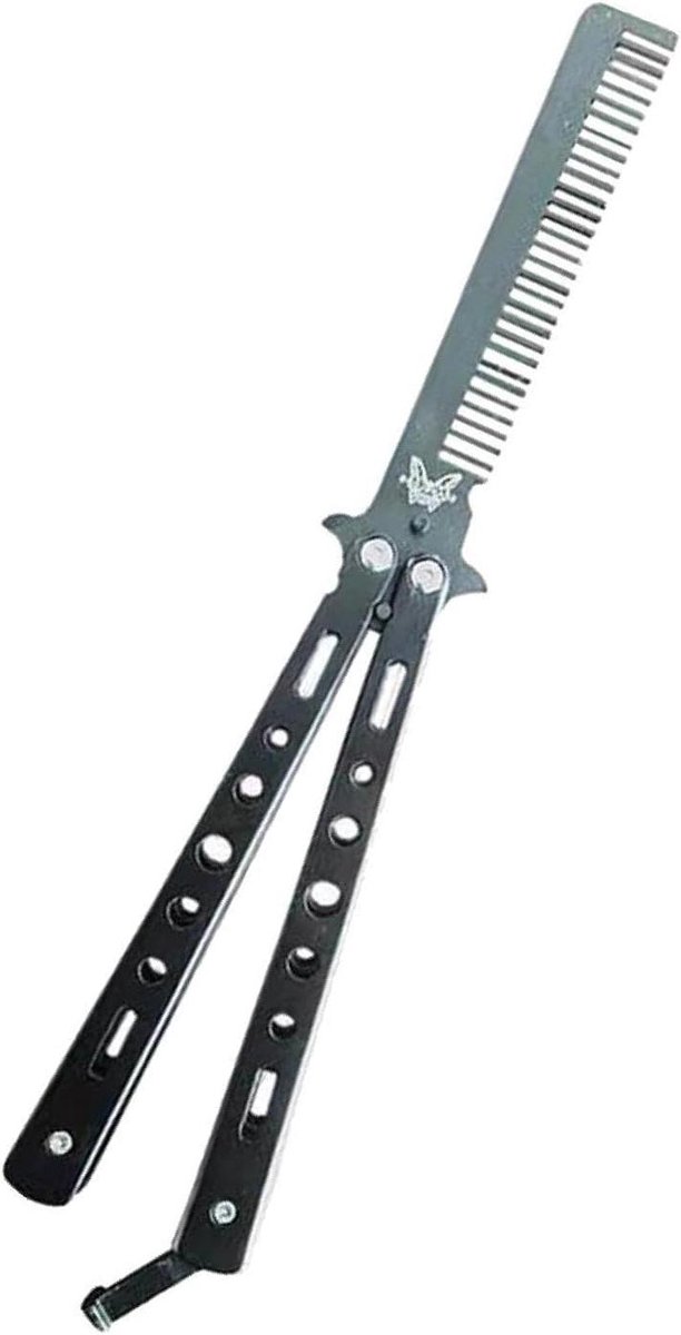 Vlinder Kam - Oefenkam Stylingtool - Haar Stylen - Gevouwen Ontwerp - 22cm Uitgevouwen - Zilverkleurig