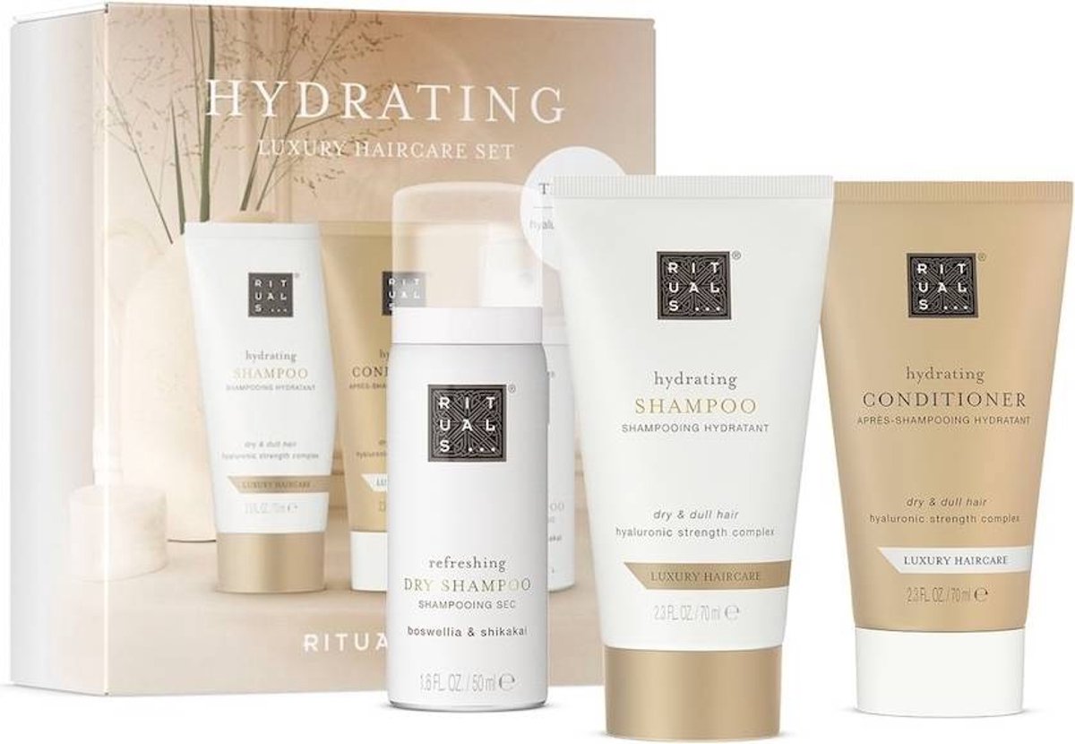 Rituals Hydrating Luxury Hair Care Set - Shampoo 70ml, Conditioner 70ml, Dry Shampoo 50ml