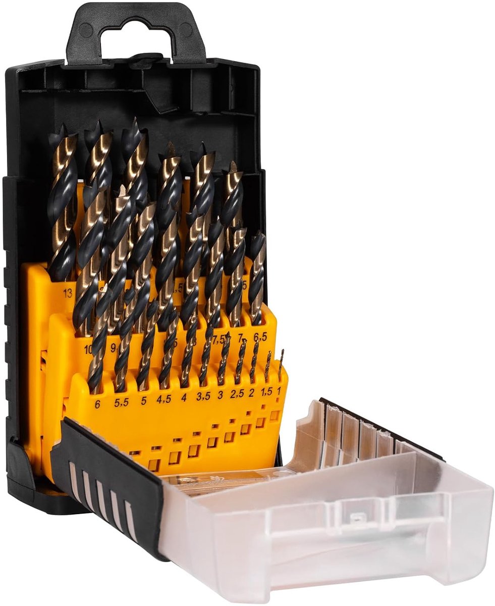 25-delige houtboorset 1-13 mm, HSS spiraalboor complete set voor hout