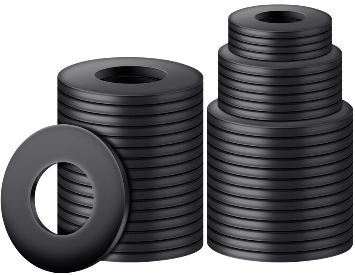 Platte M6 x 12mm, 100 stuks Sluitring Zwart Karosserieringen Afstandsringen Koolstofstaal Dichtung Bijlagringen Afstandringen voor draadstangen Schroeven
