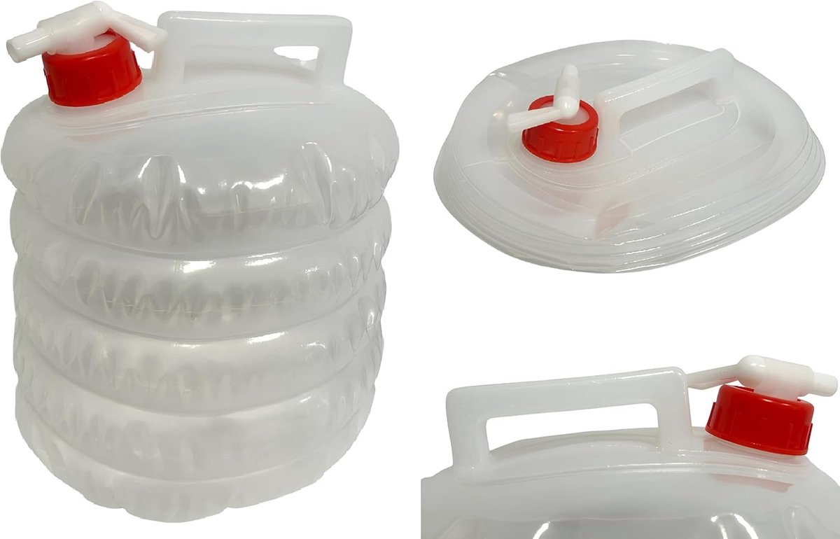 Waterjerrycan, opvouwbare waterjerrycan met kraan en handvat, flexibel waterreservoir, 5 liter, waterjerrycan van kunststof, 5 liter, voor camping, huis, tuin, camper, indoor, outdoor