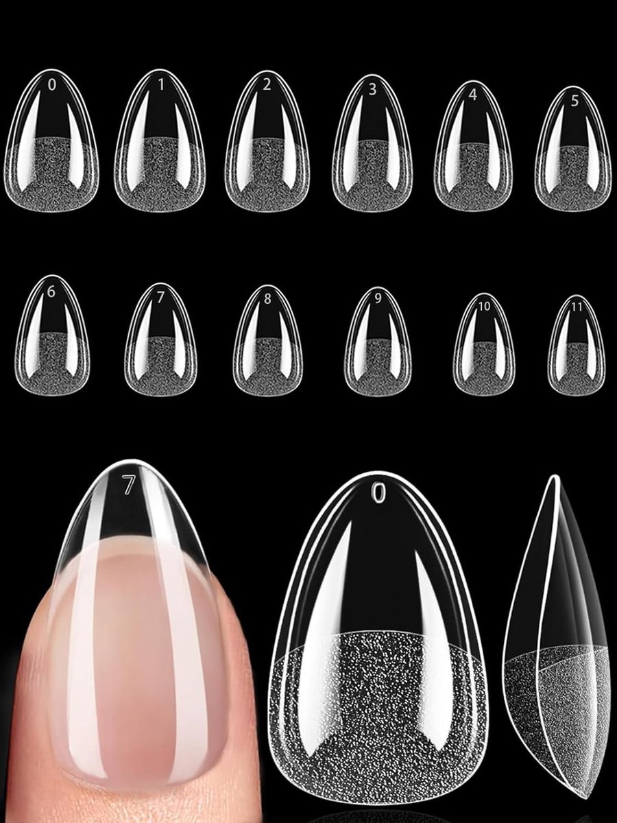 240 Stuks Nageltips Almond XS, 12 Maten Nail Tips Kort, Nagel Tips Full Cover, Voor Lijm-Op Nail Art Voor Nagelstudio'S Starter DIY, Kunstnagels Acryl Almond