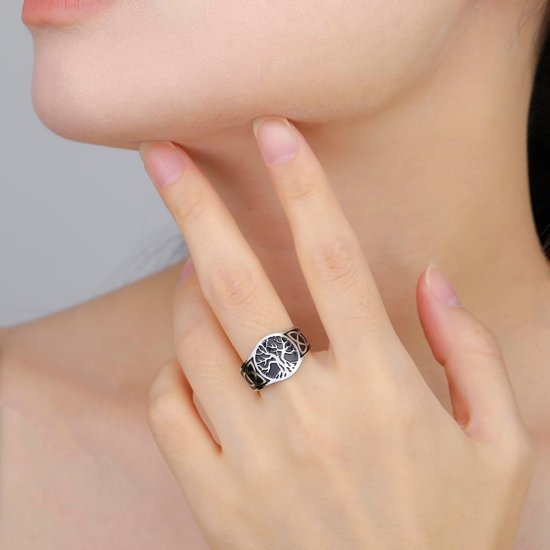 Yggdrasil Ring voor mannen en vrouwen, vintage, verstelbaar, roestvrij staal, Viking, Keltische knoop — afbeelding 2