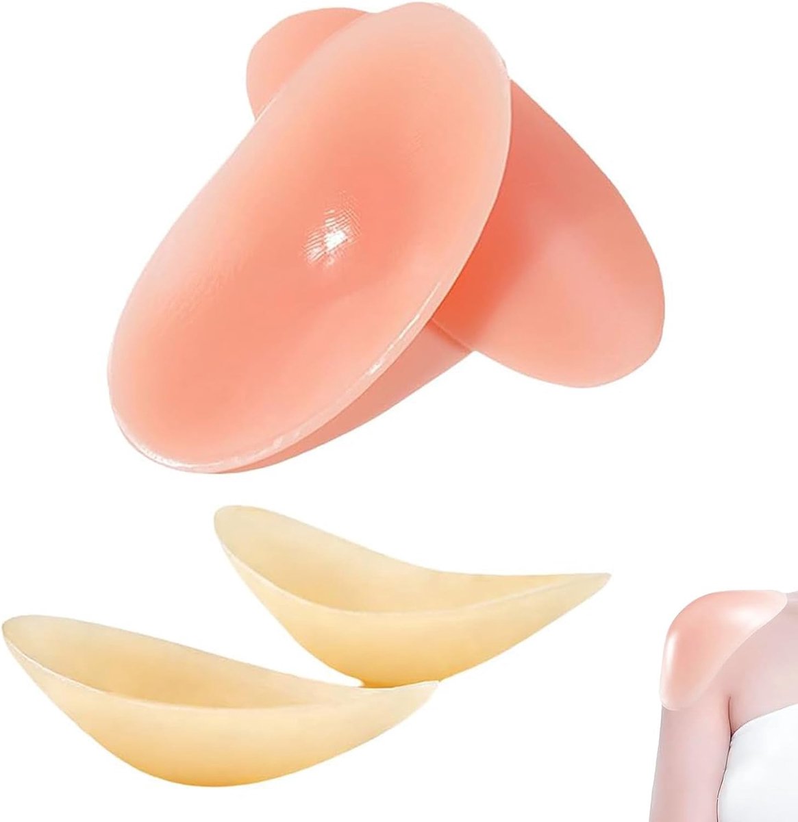 Siliconen Schoudervullingen 2 Paar (Roze + Huidskleur) – Plant-based Siliconen Schouderpads, Onzichtbaar & Naadloos, Herbruikbaar Wasbaar, voor Jurk Blazer Jas en Top, Schouderl