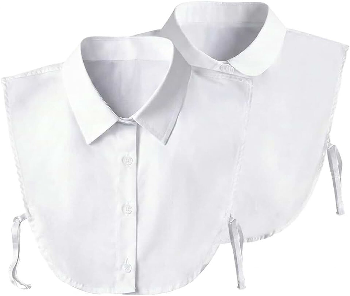Dames, witte blouse-kraag, inzetstuk met vierkante en ronde kraag, afneembare nepkraag voor truien en jurken, hemdkraag, inzetstuk voor een elegante zakelijke look