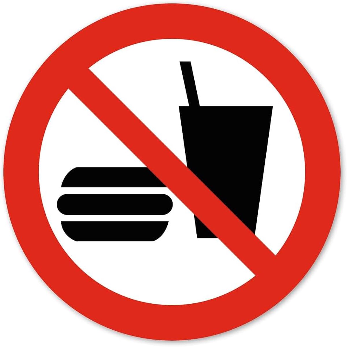 ISecur P022 eten drinken verboden sticker 10 cm - hin822 | Veiligheidslabel weerbestendig met uv-bescherming