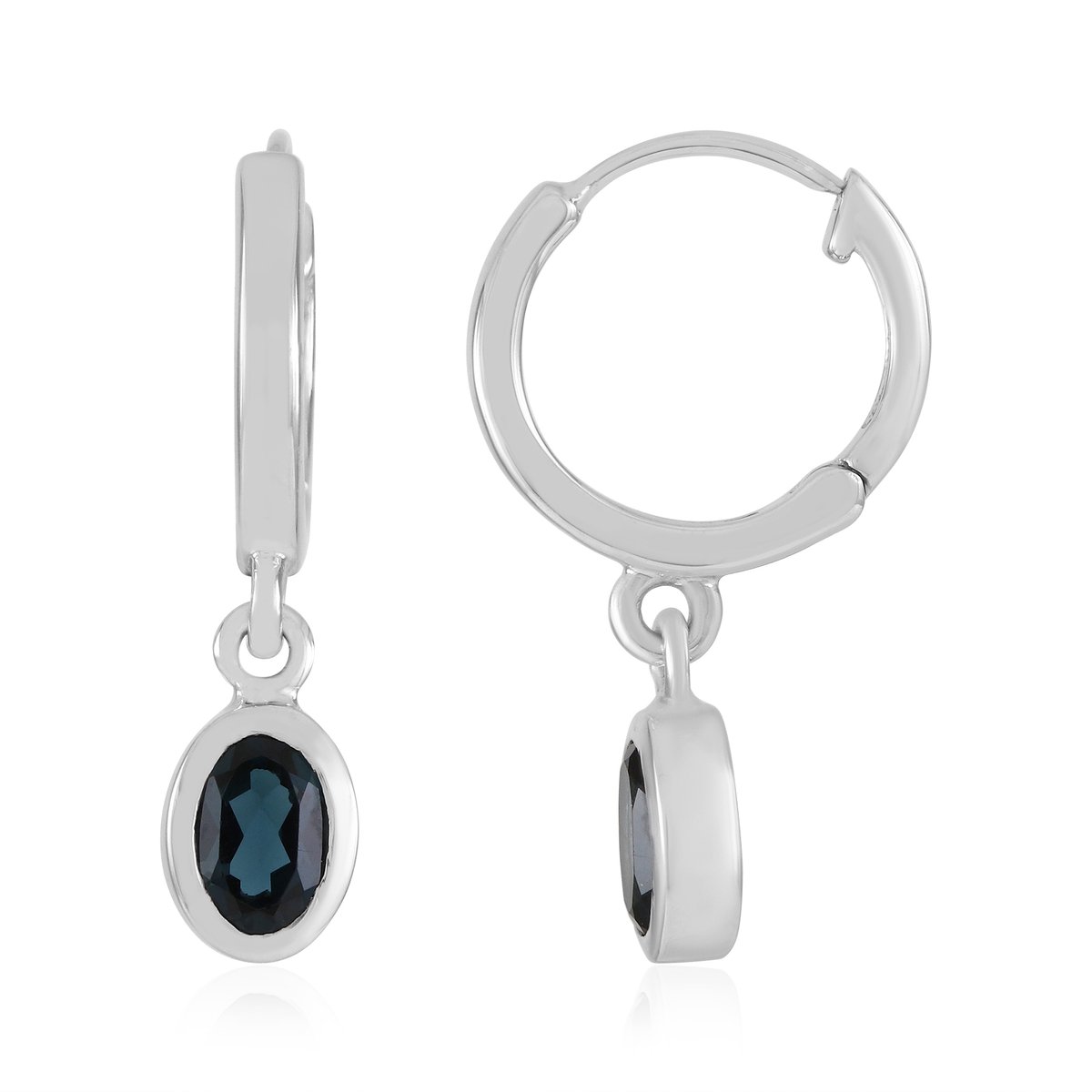 Cavill - Zilveren Oorbellen - 925 Sterling Zilver Gerhodineerd - Ovale London Blue Topaas 0,93 ct - Braziliaanse Edelsteen - Luxe & Comfort