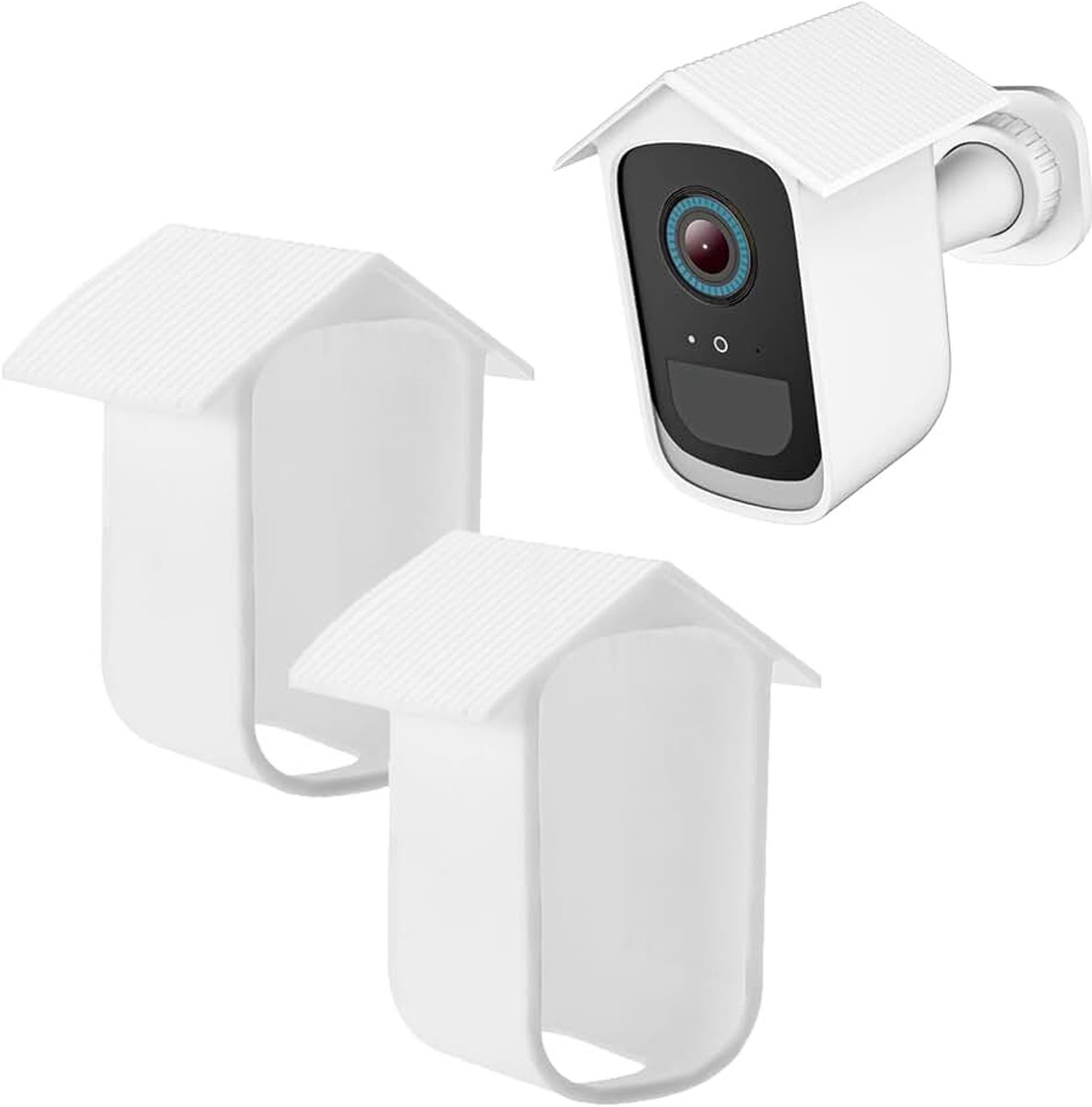 2 witte siliconen hoesjes voor EufyCam 2C/2C Pro, waterdichte siliconen hoes voor bewakingscamera, waterdicht en uv-bescherming, 2 stuks