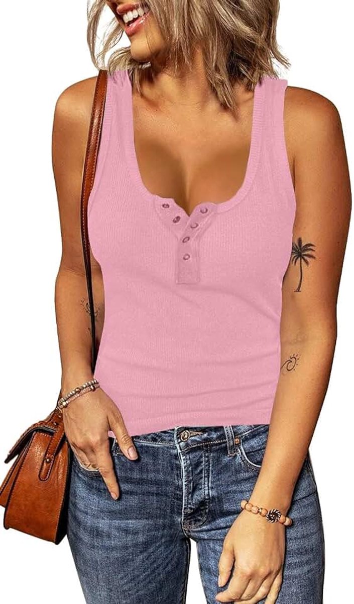 Zomer Casual Rib Vest Tanktops Mouwloos Hemdje Geribbelde Tuniek
