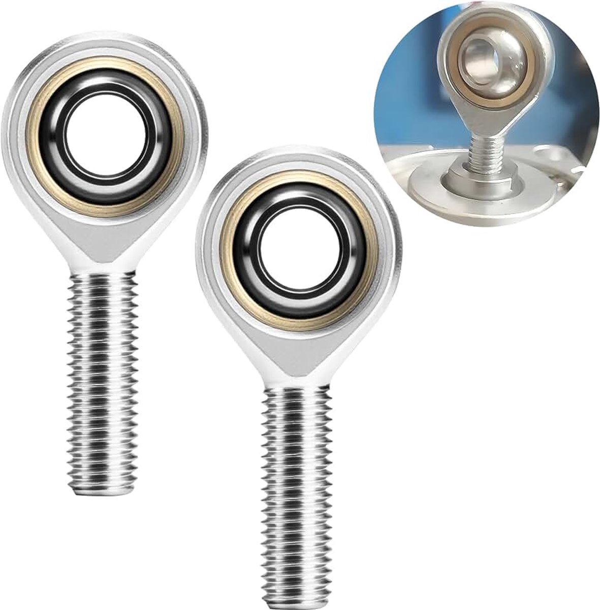 2 Stuks M10 Scharnierkop Lager,M10*1.5mm Rechtse Buitendraad,Zelfsmerend Kogelgewricht Stangkoppen,Unibalgewricht Gewrichtslager,Scharnierende Lager,Scharnierkoplager voor Steering Spoorstangeinden