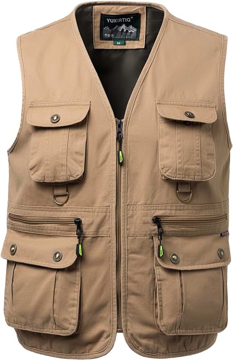 Vissersvest voor heren, meerdere zakken, mouwloos, gilet voor zomer, fotografie, safari vest