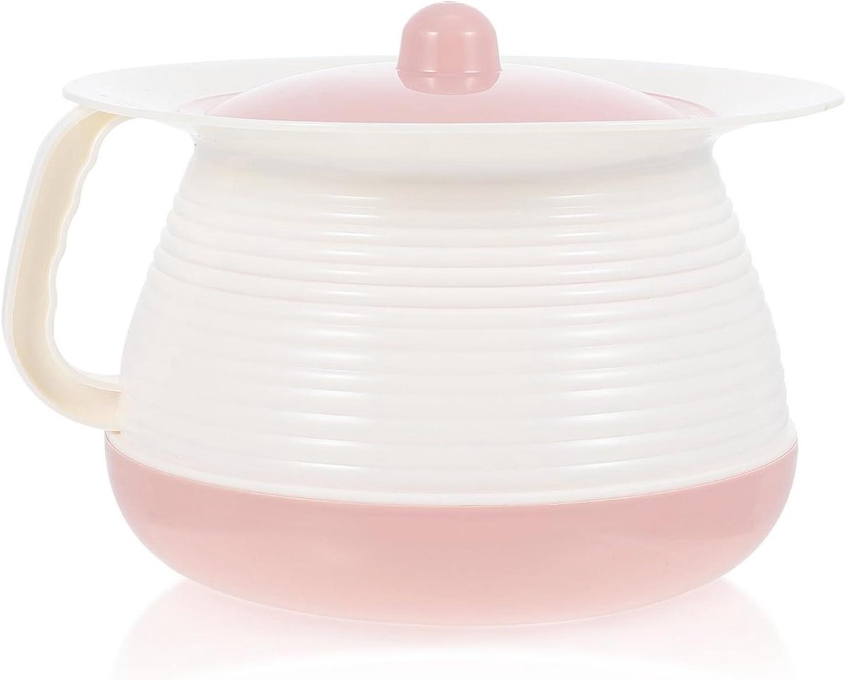 Draagbaar Urinoir - Potje Plasbak - Thuiszorg Hulp - Met Deksel Spuugbak - 21 x 18.5 x 14 cm - Roze